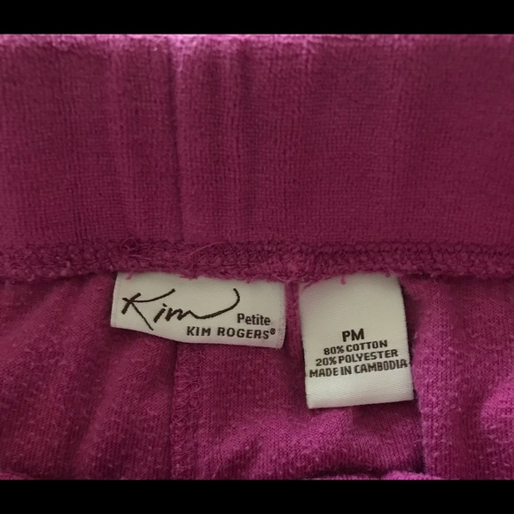 Kim Rogers Fuschia Cropped Velour Pants PM - Picture 5 of 5